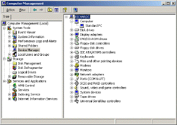 Windows 2000 Computer Management Console.