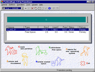 PartitionMagic 4.0 Screen Shot
